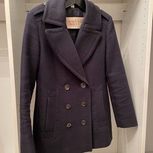 Navy Burberry Brit Pea Coat, US4